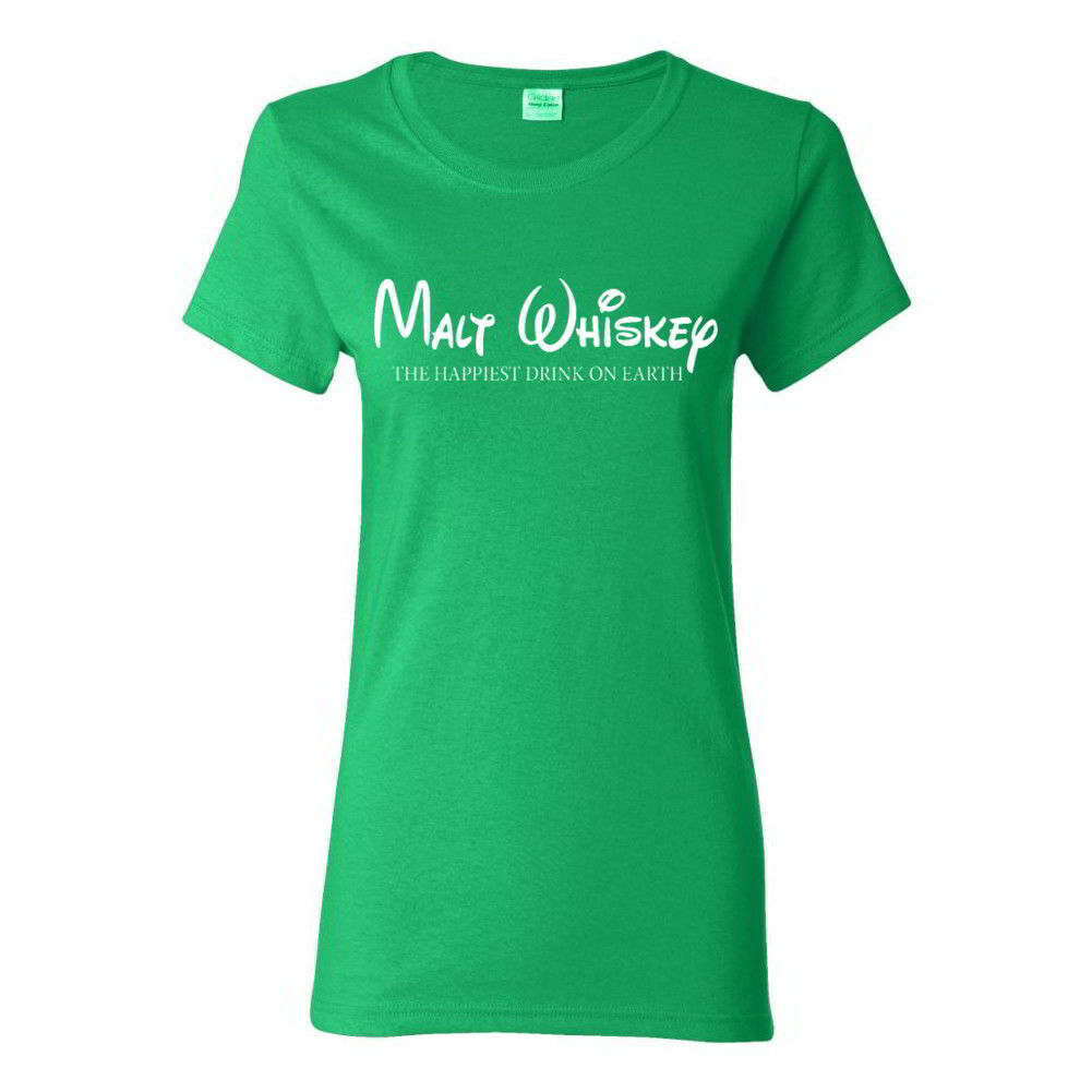 Malt Whiskey The Happiest Drink On Earth Funny Party Tees Womens T-Shirts 