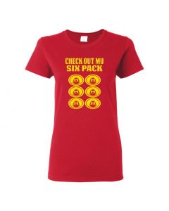 Check Out My Six Pack Womens T-Shirts-Red-Womens Large