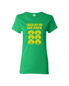 Check Out My Six Pack Womens T-Shirts-Green-Womens Large