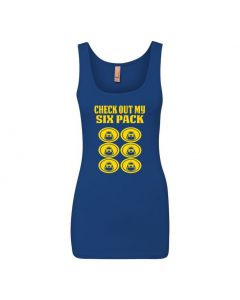 Check Out My Six Pack Womens Tank Tops-Blue-Womens Large
