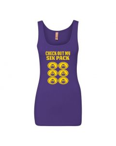 Check Out My Six Pack Womens Tank Tops-Purple-Womens Large
