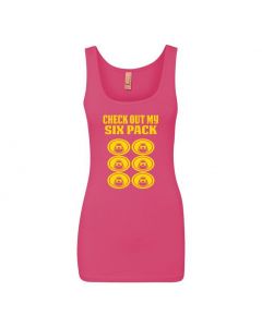 Check Out My Six Pack Womens Tank Tops-Pink-Womens Large