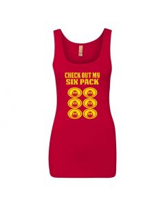 Check Out My Six Pack Womens Tank Tops-Red-Womens Large