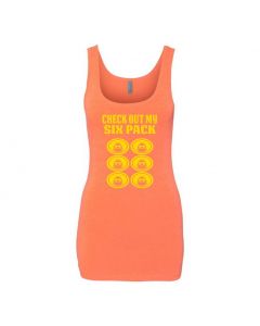 Check Out My Six Pack Womens Tank Tops-Orange-Womens Large