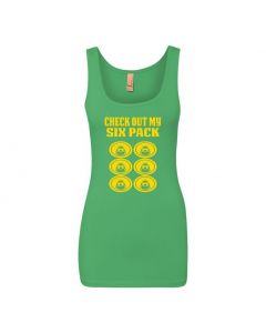 Check Out My Six Pack Womens Tank Tops-Green-Womens Large