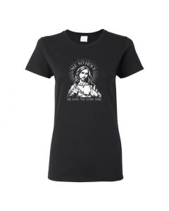 Me So Holy Me Love You Long Time Womens T-Shirts-Black-Womens Large