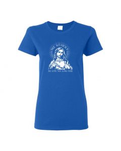 Me So Holy Me Love You Long Time Womens T-Shirts-Blue-Womens Large