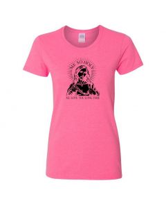 Me So Holy Me Love You Long Time Womens T-Shirts-Pink-Womens Large