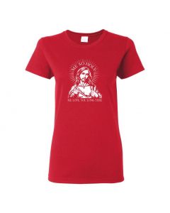 Me So Holy Me Love You Long Time Womens T-Shirts-Red-Womens Large