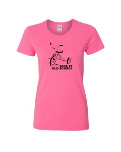 Kick It Old School Womens T-Shirts-Pink-Womens Large