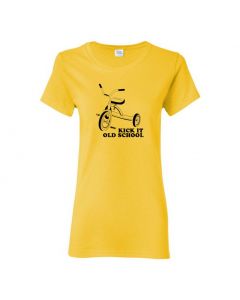 Kick It Old School Womens T-Shirts-Yellow-Womens Large