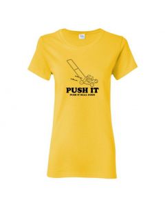 Push It Push It Real Good Womens T-Shirts-Yellow-Womens Large