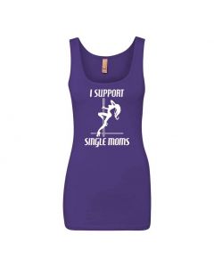 I Support Single Moms Graphic Clothing - Women's Tank Top - Purple