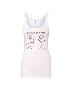 I've Got Your Back Stickman Womens Tank Tops-White-Womens Large