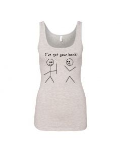I've Got Your Back Stickman Womens Tank Tops-Gray-Womens Large