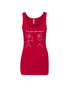 I've Got Your Back Stickman Womens Tank Tops-Red-Womens Large