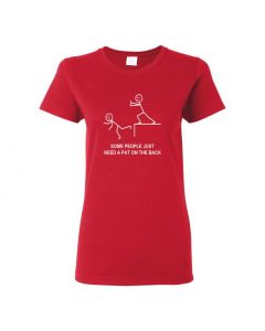 Some People Just Need A Pat On the Back Womens T-Shirts-Red-Womens Large