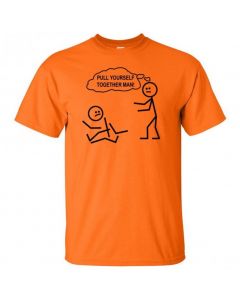 Pull Yourself Together Man Youth T-Shirt-Orange-Youth Large / 14-16