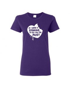 If I Were A Zombie, Id Eat You The Most Womens T-Shirts-Purple-Womens Large