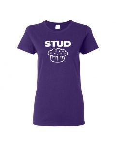 Stud Muffin Womens T-Shirts-Purple-Womens Large