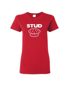 Stud Muffin Womens T-Shirts-Red-Womens Large