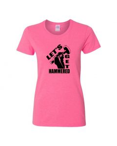 Lets Get Hammered Womens T-Shirts-Pink-Womens Large