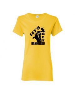 Lets Get Hammered Womens T-Shirts-Yellow-Womens Large