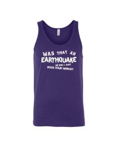 Was That An Earthquake Or Did I Just Rock Your World Graphic Clothing - Men's Tank Top - Purple