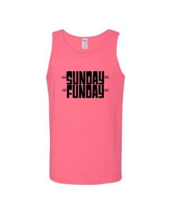 Sunday Funday Mens Tank Tops-Pink-Large