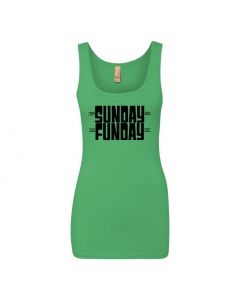 Sunday Funday Womens Tank Tops-Green-Womens Large