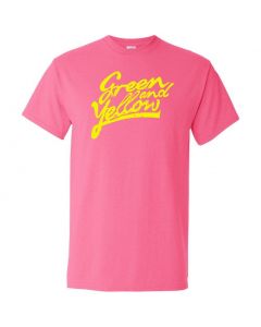 Green And Yellow Graphic Clothing - T-Shirt - Pink