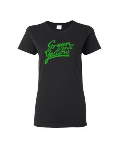 Green And Yellow GB Packers Womens T-Shirts-Black-Womens Large