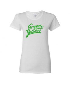 Green And Yellow GB Packers Womens T-Shirts-White-Womens Large