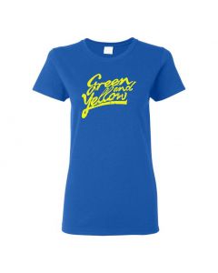 Green And Yellow GB Packers Womens T-Shirts-Blue-Womens Large