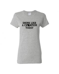 Drink Like A Champion Today Wisconsin Womens T-Shirts-Gray-Womens Large