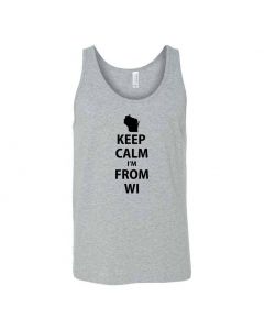 Keep Calm Im From Wisconsin Graphic Clothing - Men's Tank Top - Gray