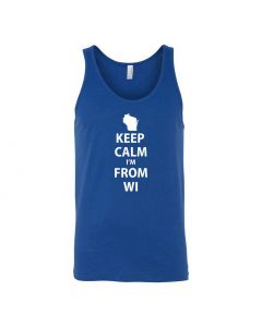 Keep Calm Im From Wisconsin Graphic Clothing - Men's Tank Top - Blue