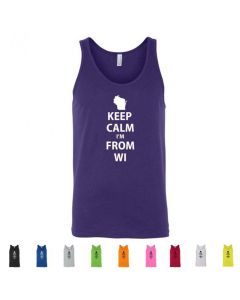 Keep Calm Im From Wisconsin Graphic Mens Tank Top