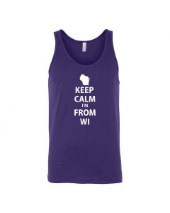 Keep Calm Im From Wisconsin Graphic Clothing - Men's Tank Top - Purple