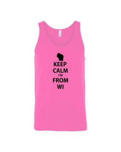 Keep Calm Im From Wisconsin Graphic Clothing - Men's Tank Top - Pink