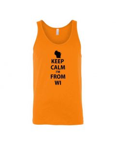 Keep Calm Im From Wisconsin Graphic Clothing - Men's Tank Top - Orange