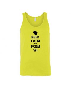 Keep Calm Im From Wisconsin Graphic Clothing - Men's Tank Top - Yellow