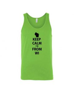 Keep Calm Im From Wisconsin Graphic Clothing - Men's Tank Top - Green