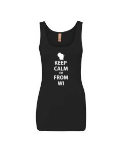 Keep Calm Im From Wisconsin Graphic Clothing - Women's Tank Top - Black