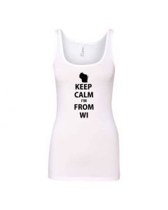 Keep Calm Im From Wisconsin Graphic Clothing - Women's Tank Top - White
