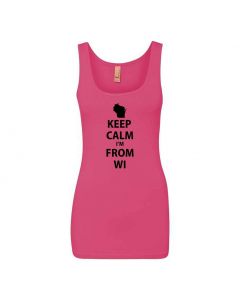 Keep Calm Im From Wisconsin Graphic Clothing - Women's Tank Top - Pink