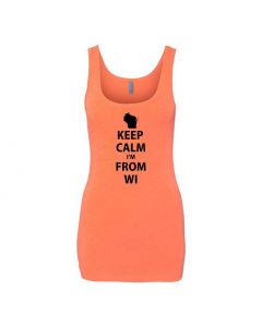 Keep Calm Im From Wisconsin Graphic Clothing - Women's Tank Top - Orange