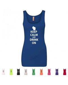 Keep Calm And Drink On Graphic Womens Tank Top