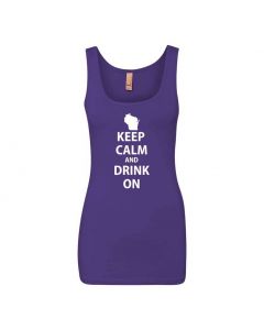 Keep Calm And Drink On Graphic Clothing - Women's Tank Top - Purple