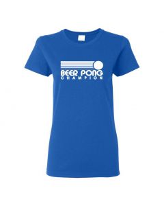 Beer Pong Champion Womens T-Shirts-Blue-Womens Large